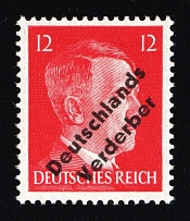 1945 MEISSEN Local Issue 12pf, Germany, Overprint on Hitler's head (Mi. 34, Black Overprint, MNH)