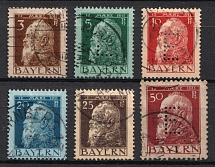 1912 Bavaria, German States, Germany, Official Stamps (Mi. 6 - 11, Canceled, Full Set, CV $40)