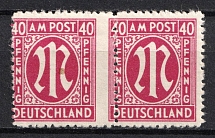 1945-46 40pf British and American Zones of Occupation, Germany, Pair (Mi. 30 var, SHIFTED Perforation, MNH)