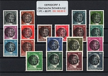 1945 GERSDORF 3 Local Issue 1pf - 80pf, Germany, Overprint on Hitler's head (MNH)