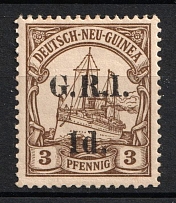 1914 1d on 3pf British Occupation of New Guinea, Kaiser’s Yacht, 'G. R. I.', German Colonies, Germany (Mi. 1 II, Signed, CV $70)