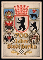 1937 '700 years of the city of Berlin', Propaganda Postcard, Third Reich Nazi Germany (With Commemorative overprint)