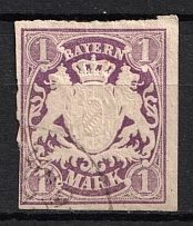 1874 1m Bavaria, German States, Germany (Mi. 30 a, Canceled, CV $140)