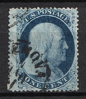 1857 1c Franklin, United States, USA (Scott 24, Type Va, Used, CV $300)