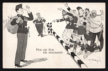 1914-18 'Good luck, all together' WWI European Caricature Propaganda Postcard, Europe