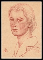 1937 'Wuerttemberg farmer's daughter', Propaganda Postcard, Third Reich Nazi Germany