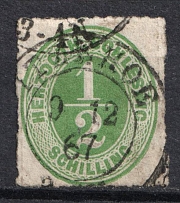 1865-67 1/2s Schlezwig, German States, Germany (Mi. 13, Canceled, CV $90)