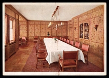 1933-1945 'The Berghof Obersalzberg. Dining room', Propaganda Postcard, Third Reich Nazi Germany