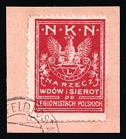 1915-17 'NKN' on piece, Polish Legion in Russia, for Widows and Orphans, Military Mail, Poland (Fi. 6, Certificate, Used, CV $60)