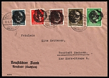 1945 NEUSTADT Local Issue 4pf - 42pf, Germany, Overprint on Hitler's head, Commercial Cover from and to Neustadt