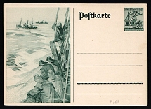 1937 'Fishermen in the sea', Propaganda Postal stationery, Third Reich Nazi Germany