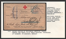 1917 Return Portion of Trilingual (Russian, German, French) Red Cross P.O.W. Reply Postcard, postmarked at Tashkent, to Budapest,Hungary. TASHKENT Censorship: blue 2 line circle (48 x 27 mm) reading