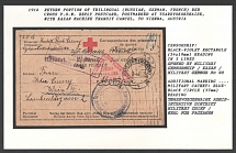 1916 Return Portion of Trilingual (Russian, German, French) Red Cross P.O.W. Reply Postcard, postmarked at Tsarevokokshaisk, with Kazan Machine Transit Cancel, to Vienna Austria. Censorship: black-violet rectangle (54 x 19 mm) reading in 3 lines