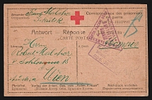 1914-17 Irkutsk Censorship, WWI Censored POW postcard from Irkutsk to Austria with violet boxed censor handstamp 'Viewed by censor 26' and Austria cs