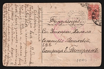 1917 Helsinki (Helsingfors) Censorship, WWI Censored postcard to Halinan with violet oval censor handstamp 'Military censorship of Helsingfors'