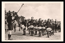 1934 ' German Young People. Marching Cavalcade', Propaganda Postcard, Third Reich Nazi Germany