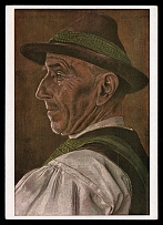 1940 'Tyrolean old farmer', Propaganda Postcard, Third Reich Nazi Germany