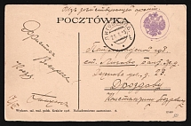 1914-1917 WWI Mute postcard to Ligovo, Russian Empire, 'Coat of Arms' Mute postmark cancellation