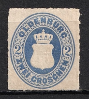 1867 2gr Oldenburg, German States, Germany (Mi. 18 B, Signed, CV $30)