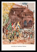 1933-1945 'March to the Augsburg Parliament', Propaganda Postcard, Third Reich Nazi Germany