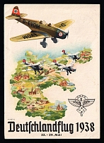 1938 'Flight over Germany 1938', Propaganda Postcard, Third Reich Nazi Germany