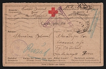 1917 Moscow Censorship, WWI POW Censored postcard from Austria to Sarapul with violet round censor handstamp 'Viewed by censor 385' and Vienna cs