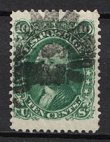 1861 10c Washington, United States, USA (Scott 68, Yellow Green, Used, CV $55)