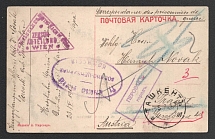 1916 Tashkent Censorship, WWI Censored POW postcard from Perovsk to Austria with violet oval censor handstamp 'Military Censorship Commission' and Vienna cs