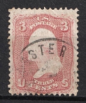 1861 3c Washington, United States, USA (Scott 65, Dull Red, Used)