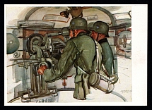 1941 'In the 6th gun turret of a factory on the Upper Rhine', Propaganda Postcard, Third Reich Nazi Germany