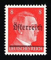 1945 SCHEIBBS Local Issue 8pf, Austria, Overprint on Hitler's head (Type II, Signed, CV $2,600, MNH)