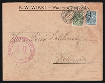 1915 Tammerfors Censorship, WWI Censored cover from Bjorneborg to Kokemaki with violet round censor handstamp 'Tammerfors military censor DC'