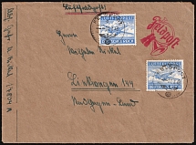 1943 (27 Jul) Third Reich, Military Mail, Germany, Airmail Cover (Mi. 1 A x, Red Handstamp, Used)