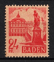 1947 24pf Baden, French Zone of Occupation, Germany (Mi. 8 var, Tinted Background)