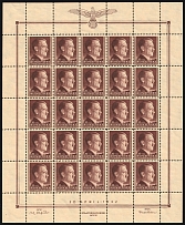 1942 1.20gr General Government, Germany, Full Sheet (Mi. 91, CV $30, MNH)