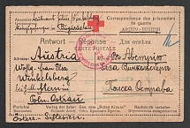 1914-17 Samara Censorship, WWI Censored POW postcard from Buguruslan to Austria with blue boxed censor handstamp 'Opened by censor 59' and Vienna cs