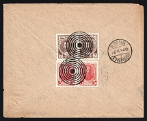 1914-1917 Warsaw WWI Mute cover to Petrograd, Russian Empire, 'Circles' Mute postmark cancellation