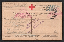 1917 Ufa Censorship, WWI Censored POW postcard from Ufa to Austria with violet letters handstamp 'Viewed by censor' and Vienna cs