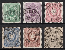 1875-79 German Empire, Germany (Mi. 31 - 36, Full Set, Canceled, CV $70)