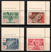 1942 Belgian Walloon Legion, Germany (Mi. I - IV, Corner Margins, Sheet Inscriptions, Plate Numbers on the Backside, Full Set, CV $200, MNH)