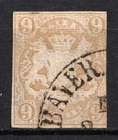 1867 9kr Bavaria, German States, Germany (Mi. 17, Canceled, CV $70)