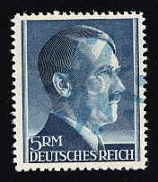 1945 PERLEBERG Local Issue 5RM, Germany, Overprint on Hitler's head (PROOF, Signed, MNH)