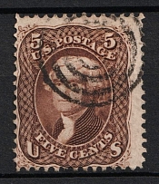 1863 5c Jefferson, United States, USA (Scott 76, Brown, Used, CV $125)