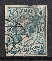 1856 10ngr Saxony, German States, Germany (Mi. 13 a, Canceled, CV $390)