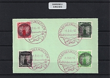 1945 MARKNEUKIRCHEN Local Issue 1pf - 12pf on piece, Germany, Official Stamps (Red Postmarks, Commemorative Cancellation)