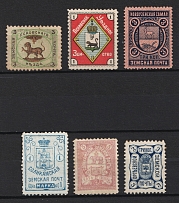 Pskov, Solikamsk, Novouzensk, Orgeev, Zemstvo Russia, Stock of Stamps