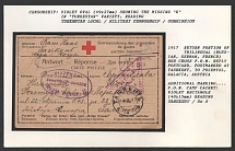 1917 Return Portion of Trilingual (Russian, German, French) Red Cross P.O.W. Reply Postcard, postmarked at Tashkent, to Przemysl, Galicia, Austria. TASHKENT Censorship: violet oval (49x27mm) reading, showing the missing 