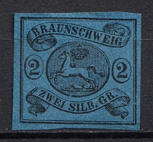 1853 2sgr Braunschweig, German States, Germany (Mi. 7 a, CV $500)