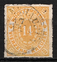 1869 14kr Wurttemberg, German States, Germany (Mi. 41, Canceled, CV $80)