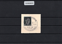 1945 SCHNEEBERG Local Issue 1pf on piece, Germany, Overprint on Hitler's head (Commemorative Cancellation)